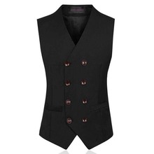 Мужской двубортный жилет, костюм 6XL, британский классический костюм, жилеты, мужской жилет, Свадебный женский черный дизайн 2024 - купить недорого