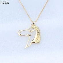 hzew 55cm Horse head pendant necklaces Simple and lovely horse necklace birthday gift 2024 - buy cheap