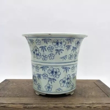 Late Qing Dynasty Jingdezhen folk kiln blue and white ice plum pattern flowerpot antique porcelain antiques 2024 - buy cheap