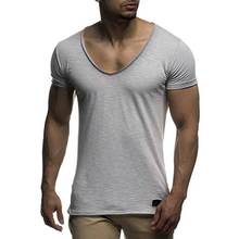 Camiseta de manga corta con cuello en V profundo para hombre, camiseta ajustada, camiseta fina, camiseta informal de verano MY070 2024 - compra barato
