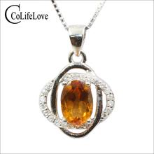 Classic 925 silver necklace pendant with citrine 5 mm*7 mm natural citrine silver pendant sterling silver yellow crystsl jewelry 2024 - buy cheap