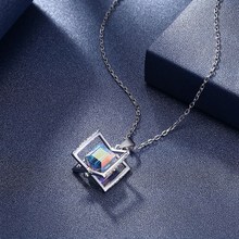 Женское ожерелье из серебра 925 пробы, с квадратным кулоном в виде сахара 2024 - купить недорого