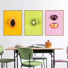 Pintura en lienzo de frutas de acuarela, imágenes artísticas e impresiones nórdicas para decoración de sala de estar, Mango de limón, fresa 2024 - compra barato