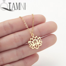 QIAMNI Unique Yoga Lotus Buddhism Water Lily Indian Pendant Necklace Party Birthday Jewelry Lovers Gift Female Girls Charm 2024 - buy cheap