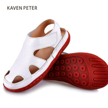summer Kids leather sandals Children genuine leather sandals boy beach shoes kids cloesd toe toddler shoes girls sandals 2024 - buy cheap