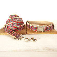 GLORIOUS KEK Scotland Tartan Dog Collars Designer Self-Designed Pet Collars Leash Set Custom Name Quick Release Big Dog Collars 2024 - buy cheap