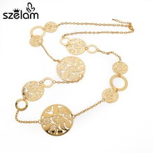 New Design Fashion Gold Color Statement Necklaces Flower Pendants Long Necklaces Women Christmas Gift Sne150844 2024 - buy cheap