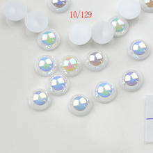 FLTMRH 10pcs 14mm AB half Pearl Beads Charms Round Perles Plastic Imitation Pearl Beads For Jewelry Making Decoration DIY 2024 - buy cheap