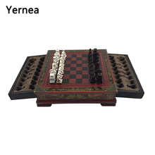 Yernea-juego de ajedrez Retro, juego de mesa de resina, guerreros de terracota, piezas realistas, pasta de tablero de alta densidad, 26x26x6,5 cm, regalo 2024 - compra barato