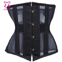 Black Fishnet 22 Steel Boned Underbust Corset Plus Size 6XL Corsets and Bustiers Sexy Gothic Clothing Korsett For Women Corselet 2024 - buy cheap