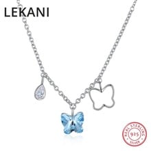 LEKANI Crystals From Swarovski Butterfly Tassel Pendants Necklaces Cute Fine Jewelry For Women Girls Real S925 Silver Collares 2024 - buy cheap