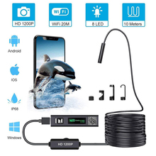 HD 1200P Mini IP68 Waterproof WIFI Endoscope Camera 10M Hard Wire 8mm Lens 8 LED Inspection Borescope Camera For Android/PC/IOS 2024 - buy cheap