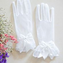 Guantes de novia de gasa con lazo y dedos, accesorio blanco corto, accesorios para fotos, venta al por mayor, novedad 2024 - compra barato