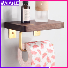 Creative Toilet Paper Holder with shelf Brass Wooden Paper Towel Holder Wall Mounted Bathroom Tissue Roll Paper Holder Rack 2024 - buy cheap