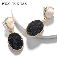 wing yuk tak New Geometric Charm Drop Earrings Female Trendy Statement Jewelry Black Acrylic Simulated Stone Women's Earrings 2024 - buy cheap
