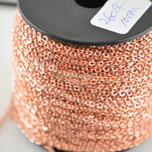 Colar de cobre com corrente de 3mm de largura, colar de cor dourada rosada 100 m 260sf, fabricação de joias, materiais para diy 2024 - compre barato
