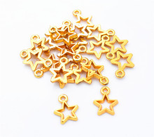 14x11mm 50 unids/lote Color oro plateado hueco colgante con forma de estrella DIY hecho a mano accesorios de la joyería 2024 - compra barato