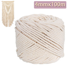 Cuerda de algodón de macramé Beige Natural, cordón trenzado duradero, artesanía textil para el hogar, ropa, sombrero, cortina, 4mm x 100m, 3 2024 - compra barato
