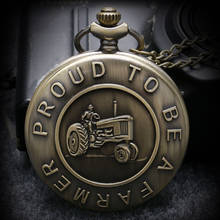 Retro Bronze Tractor Design " Proud To Be A farmer " Pocket Watch With Necklace Chain Best Gift 2024 - buy cheap