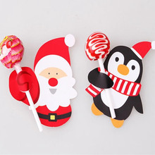 Santa Claus and penguin lollipop decorative paper card Christmas cake pop sucker candy decoration 100pcs 2024 - buy cheap