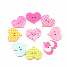 Heart Pattern Wooden Sewing Buttons Scrapbooking Crafts for Handmade Accessory Sewing Home Botones 23x25mm 20pcs MT1529-TO 2024 - buy cheap