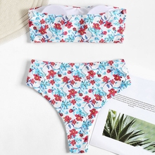 2018 High Waist Bikinis Women Swimsuit Bandeau Bikini Set Flower Print Bathing Suit Sexy Padded Swimwear Swimming Suit 2024 - buy cheap