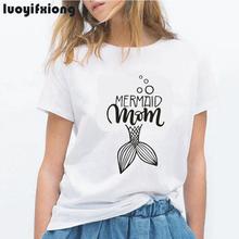 MERMAID MOM/GIRL Letter Print Women Tshirt Mom Tee Casual Tee Shirt Femme Funny Pretty Garphic T Shirt Women Tops Camiseta Mujer 2024 - buy cheap