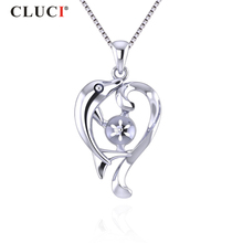 CLUCI Authentic Women Silver 925 Pendant Jewelry Cute Dolphin Sterling Silver Charms Pendant Gift Jewelry SP341SB 2024 - buy cheap