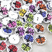 New 100pcs 17x15mm Colorful Beetle Wood Buttons 2Holes Sewing Crafts WB330 2024 - buy cheap