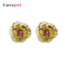 Carvejewl stud earrings cute stamping flower color rich rhinestone earrings for women jewelry girl gift new fashion 2019 style 2024 - buy cheap