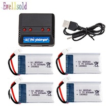 Bateria de li-polímero recarregável para drone, 2 peças, 3 peças, 4 peças, 3.7v, 600mah, usb, conjunto de carregador para x5c embutido x5 h5c quadricóptero 2024 - compre barato