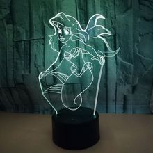 lovely Mermaid LED 3D Night Light With 7 Color Touch Switch Table Lamp USB  Atmosphere Mood Lamp Girl Gift Home Party Decor 2024 - buy cheap