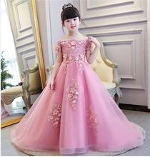 Glizt Appliques Flower Girl Wedding Dresses Long Trailing Graduation Party Princess Birthday Dress Kids First Communion Gowns 2024 - buy cheap