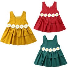 Детское платье с цветочным рисунком для маленьких девочек; летнее платье-пачка принцессы без рукавов; торжественное праздничное платье; сарафан; одежда 2024 - купить недорого