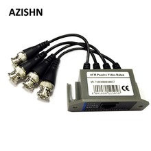 AZISHN 4CH HD пассивный видео Balun трансивер BNC в UTP RJ45 CCTV через витые пары для AHD TVI CVI камеры DVR системы видеонаблюдения 2024 - купить недорого