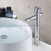 Полированный хромированный смеситель для раковины ванной комнаты, бамбуковый смеситель с одной ручкой и одним отверстием, установленный на палубе Bnf047 2024 - купить недорого