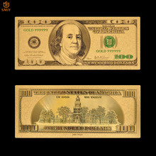 Novo produto eua papel de moeda 100 dólar dinheiro ouro 999 banhado a ouro notas falsas para coleção e presentes de lembrança 2024 - compre barato