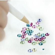 Arte do prego strass gemas picker lápis de cera madeira caneta picker cristal pontilhar ferramenta diy decoração 2 peças/lote 2024 - compre barato