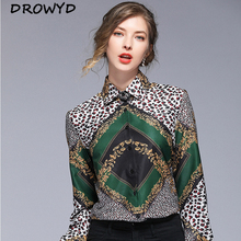 Women's Chiffon Printed Leopard Shirt 2019 Summer Fashion Office Elegant Shirt Long Sleeve Casual Wild Women's Shirt Loose Shirt 2024 - buy cheap