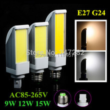 Luz LED COB E27 G24, 9W/12W/15W, blanco frío/blanco cálido, lámpara de enchufe Horizontal, 85-265V, envío gratis 2024 - compra barato