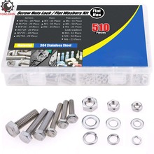 510pcs M4 M5 M6 Flat Hex Stainless Steel Screws Bolts nuts Lock and Flat Washers Hexagon Thread Metric Screw Flat and Lock Washe 2024 - buy cheap