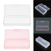 Caja de almacenamiento transparente de plástico rectangular para manicura, lápiz pulidor, limas, contenedor, 193x77x39mm 2024 - compra barato