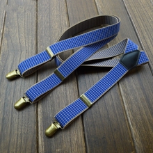 men's suspenders female british style lattice trousers suspenders 3 clip adjustable 2024 - buy cheap