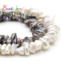 8-10mm Preto Natural Branco Pérola de Água Doce Beads Freeform Forma Solta Spacer Beads para Fazer Jóias Diy Pulseira necklace15'' 2024 - compre barato