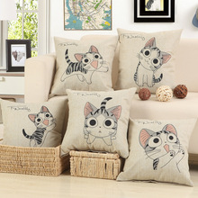 New Cat printed Cotton Linen Sofa Cushion Embrace Pillow 45x45cm/17.7x17.7'' DecorativeThrow Pillow Home Textile Seat Cushion 2024 - buy cheap