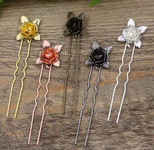 5pcs Vintage Rose Gold Flower U Shaped Hair Pins Clips Hair Jewelry Barrettes Pieces Accessories for Women Girls 2024 - buy cheap