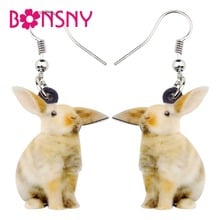 Bonsny Acrylic Lovely Sitting Rabbit Bunny Earrings Big Long Dangle Drop Cute Animal Jewelry For Women Girls Teens Gift Hare 2024 - buy cheap