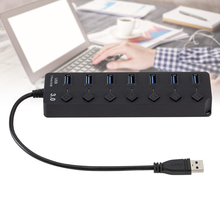 USB 3,0 7 портов концентратор с кнопочным переключателем для передачи данных зарядки прочный концентратор 2024 - купить недорого