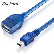 Удлинительный кабель Bochara, 30 см, 50 см, Mini, 5P, OTG, Mini, 5P, штекер-USB, гнездо, M/F, двойное защитное покрытие (фольга + плетеная), высокая скорость 2024 - купить недорого