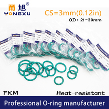 5PCS/lot Green FKM Rubber fluororubber O-rings Seals CS3mm OD21/22/23/24/25/26/27/28/29/30*3mm ORings Seal Gasket sealing Washer 2024 - buy cheap
